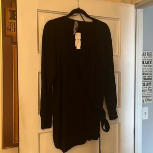 Melissa McCarthy Seven wrap sweater black knit NWT